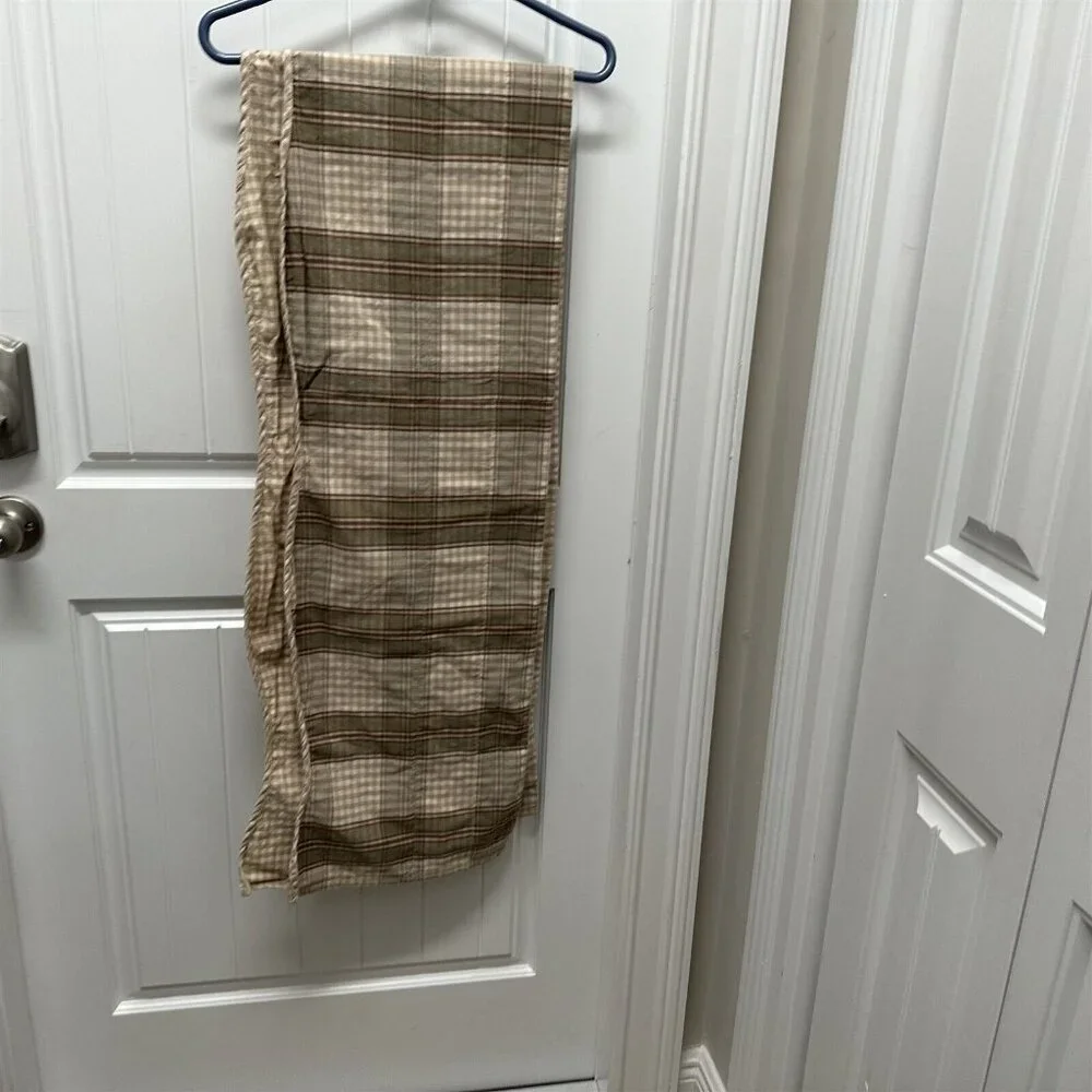 Waverly Valance Tan Sage Plaid Gingham Scalloped